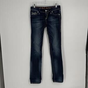 Rock Revival Jeans Women’s 26 kristen straight dark wash low rise 90s y2k casual